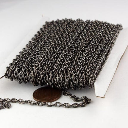 32 ft Gunmetal Cable Chain - 4x5mm 19 Gauge (0.9mm) Unsoldered Link - Heavy Strong Cable Chain Bulk Wholesale Chain - 4519CA