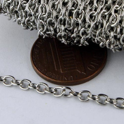 32 ft spool of Antique Silver Finished Round Soldered Cable Chain - 3.4x3.0mm SOLDERED Link - 3430S