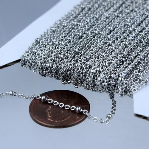 Special Sale 100 feet of Gunmetal Chain Bulk Chain, Tiny Satellite Chain Cable BALL Chain - 2.0x1.4mm SOLDERED  - 2014SAT