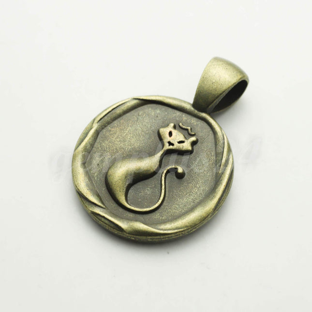 1/5 Pcs/Set Pendant Cat BEZELS Link with GLASS Magnifying Domes Cabochon - 5 sets 10 pcs  - 20mm 13/16 inch Antique Brass Bezel T224