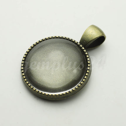 1/5 Pcs/Set Pendant Cat BEZELS Link with GLASS Magnifying Domes Cabochon - 5 sets 10 pcs  - 20mm 13/16 inch Antique Brass Bezel T224
