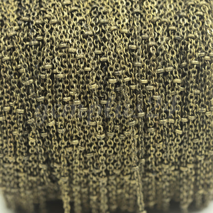 3 ft spool of Antique Brass Finished VINTAGE Flat tiny Satellite  BALL Chain - 2.4x1.7mm SOLDERED link - 2417FSAT
