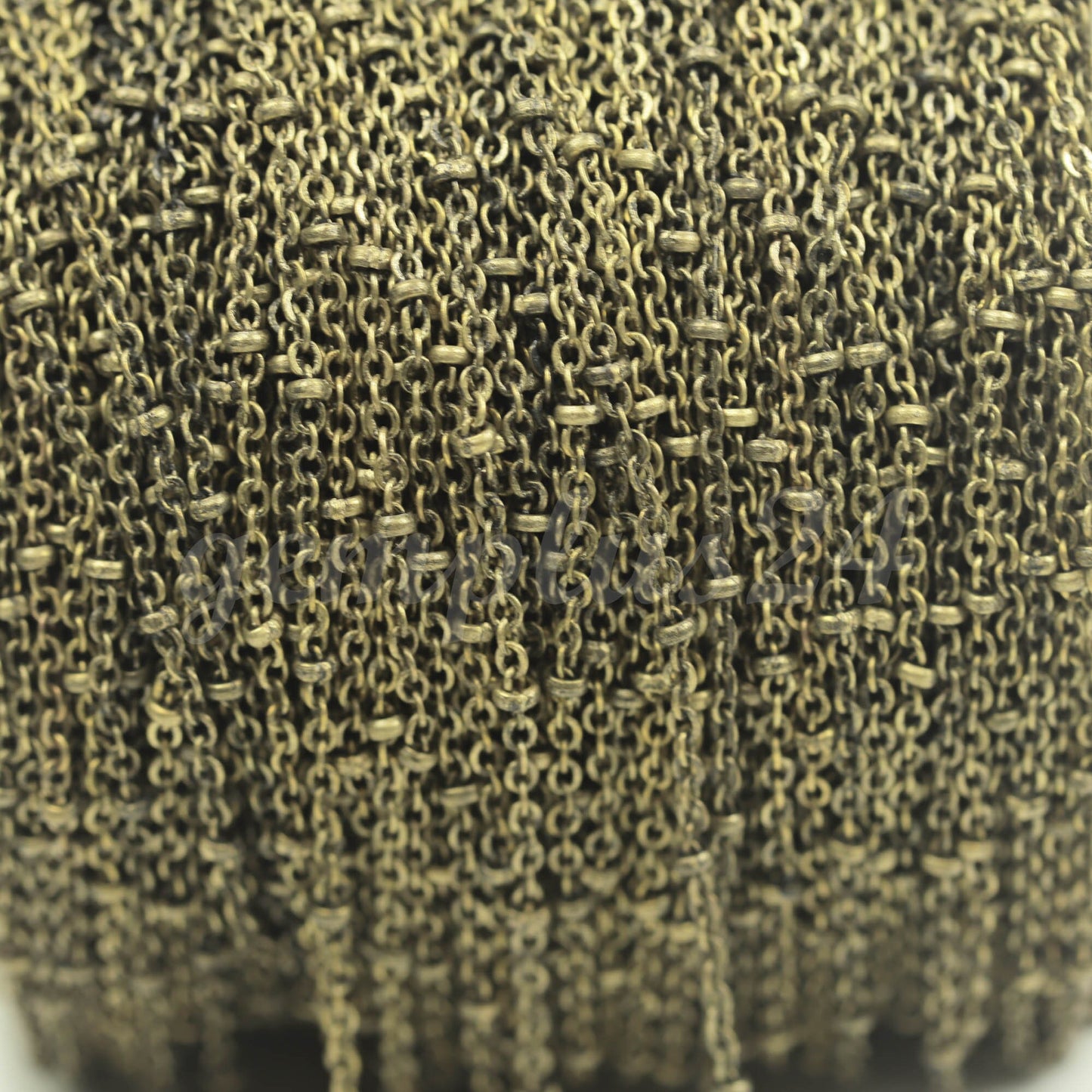 3 ft spool of Antique Brass Finished VINTAGE Flat tiny Satellite  BALL Chain - 2.4x1.7mm SOLDERED link - 2417FSAT