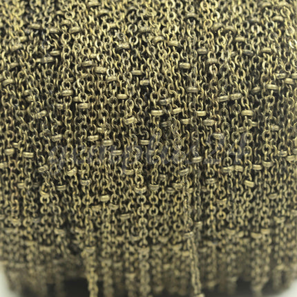 300 ft spool of Antique Brass Finished VINTAGE Flat tiny Satellite  BALL Chain - 2.4x1.7mm SOLDERED link - 2417FSAT