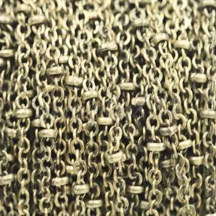 100 ft spool of Antique Brass Finished VINTAGE Flat Tiny Satellite  BALL Chain - 2.4x1.7mm SOLDERED link - 2417FSAT