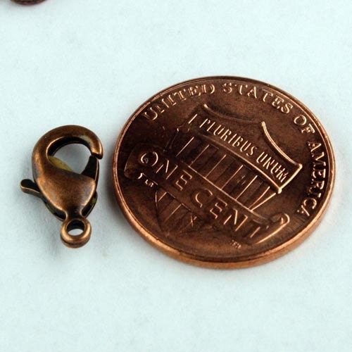 30 Antique Copper Lobster Clasp - 12mm 12x7mm Copper Parrot Clasps Lobster Claw Clasp - LOB12B
