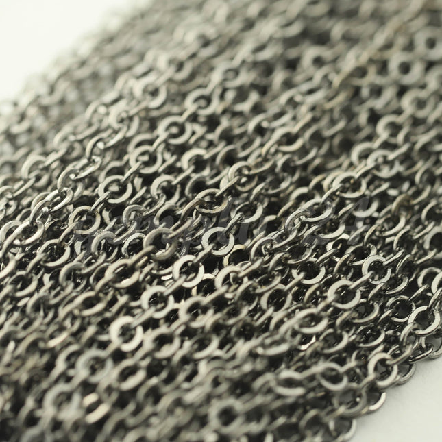 32 feet of Gunmetal Flat Cable Chain 3x3mm Solder Gunmetal Cable Chain -  - 33F