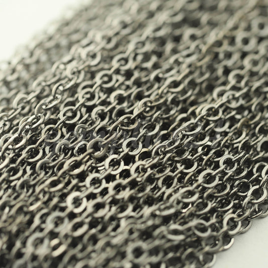 100 feet of Gunmetal Flat Cable Chain 3x3mm Solder Gunmetal Cable Chain -  - 33F