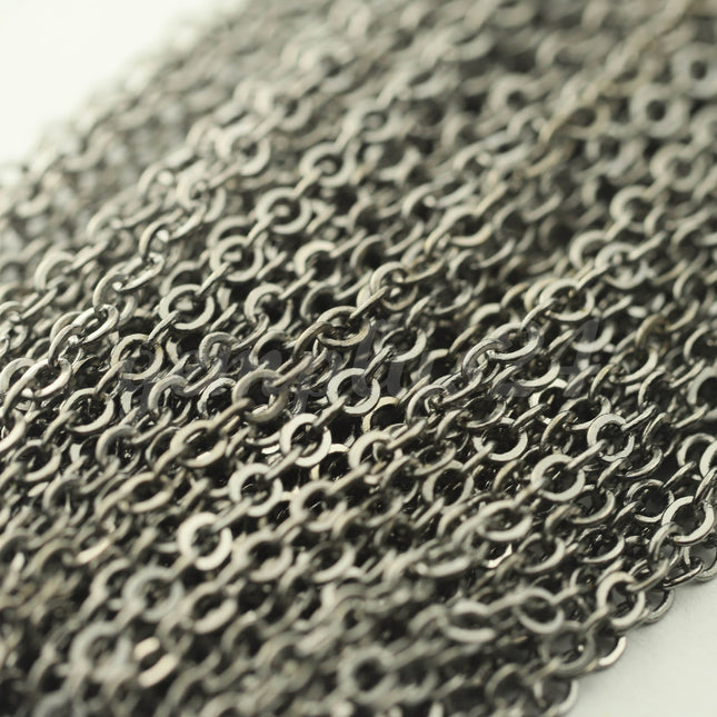10 feet of Gunmetal Flat Cable Chain 3x3mm Solder Gunmetal Cable Chain -  - 33F