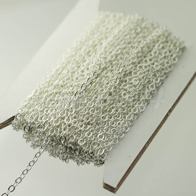 300 feet of Sterling Silver Plated Flat Cable Chain 3x3mm Solder Silver Cable Chain -  - 33F