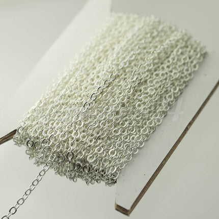 100 feet of Sterling Silver Plated Flat Cable Chain 3x3mm Solder Silver Cable Chain -  - 33F