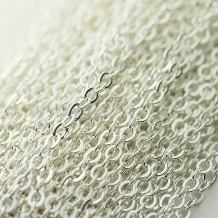 32 feet of Sterling Silver Plated Flat Cable Chain 3x3mm Solder Silver Cable Chain -  - 33F