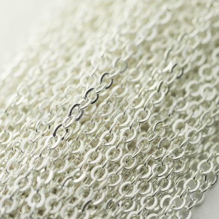 10 feet of Sterling Silver Plated Flat Cable Chain 3x3mm Solder Silver Cable Chain -  - 33F