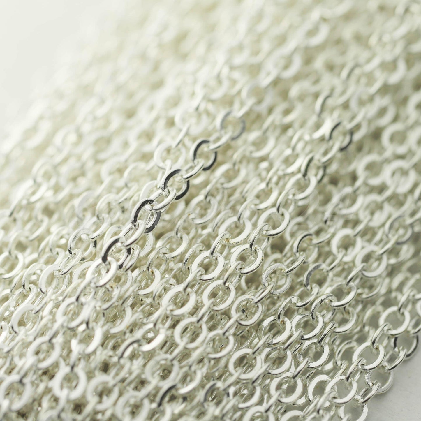 10 feet of Sterling Silver Plated Flat Cable Chain 3x3mm Solder Silver Cable Chain -  - 33F