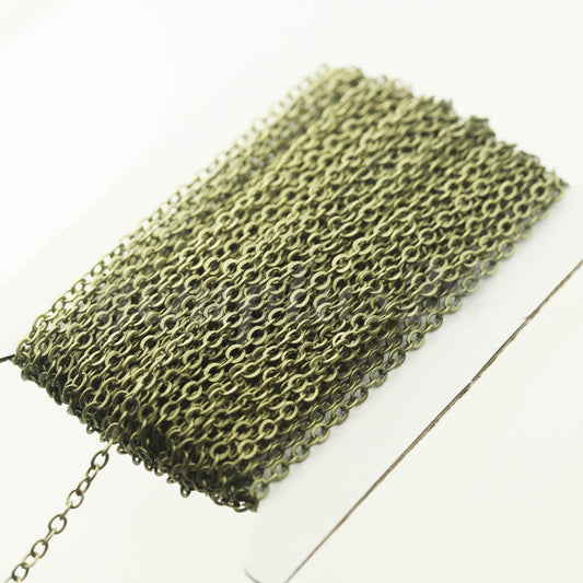 3 feet of Antique Brass Flat Cable Chain 3x3mm Solder Cable Chain -  - 33F