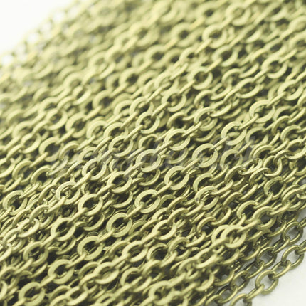 32 feet of Antique Brass Flat Cable Chain 3x3mm Solder Cable Chain -  - 33F
