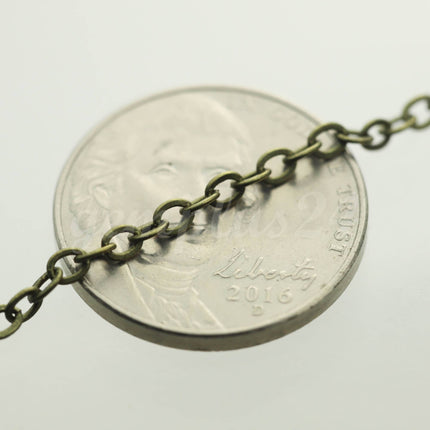 100 feet of Antique Brass Flat Cable Chain 3x3mm Solder Cable Chain -  - 33F