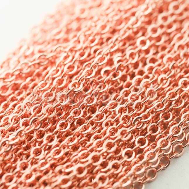 300 feet of Bright Copper Plated Flat Cable Chain 3x3mm Solder Copper Cable Chain -  - 33F