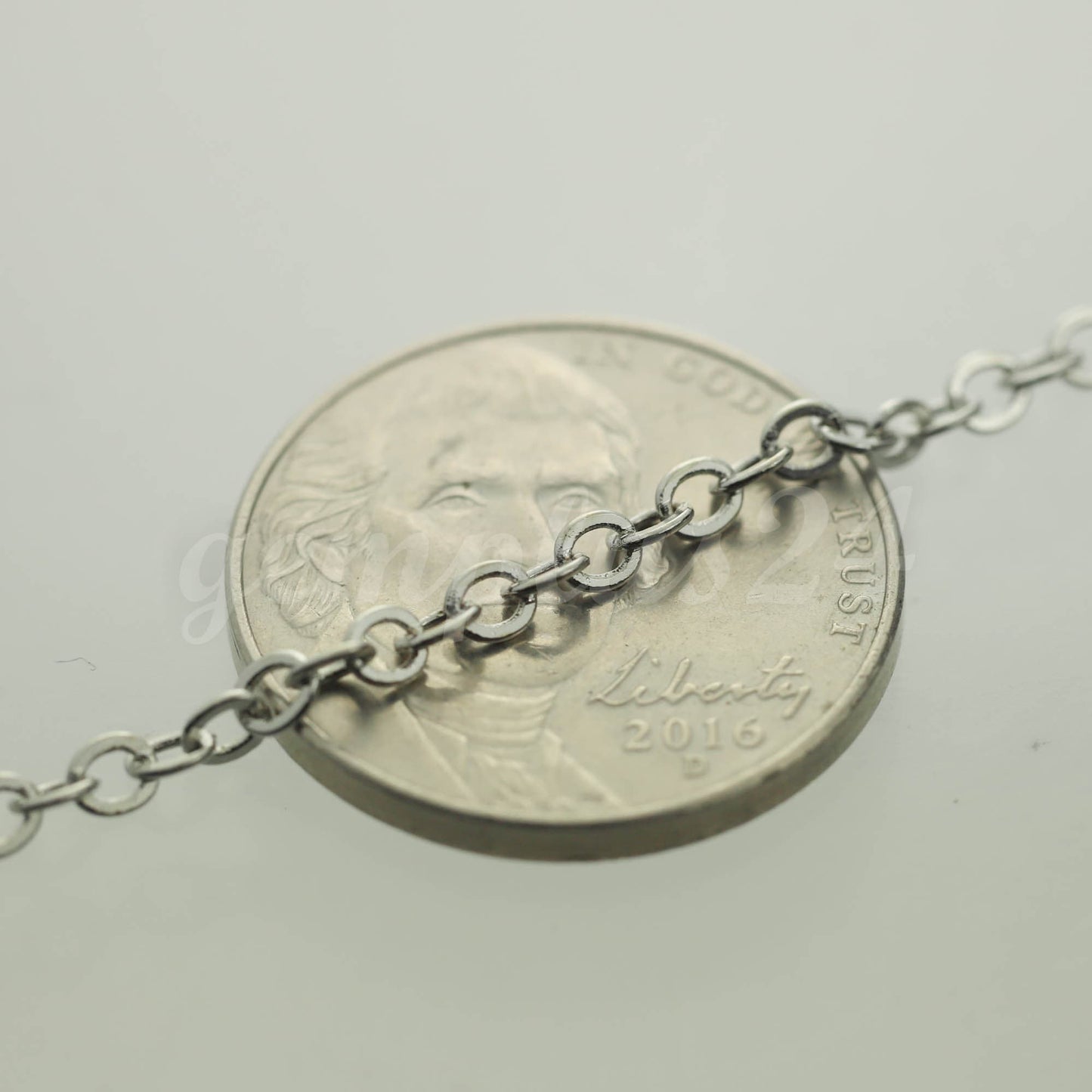 32 feet of Rhodium Plated Flat Cable Chain 3x3mm Solder Rhodium Cable Chain -  - 33F