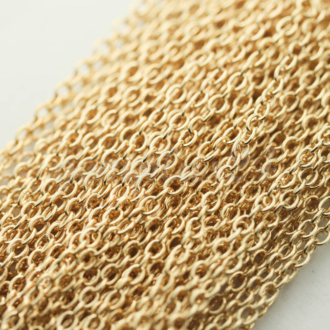 32 ft of Champagne Gold (Pinky Gold) Plated Round Soldered Chain Cable Chain - 2x2.5mm SOLDERED link - 225S