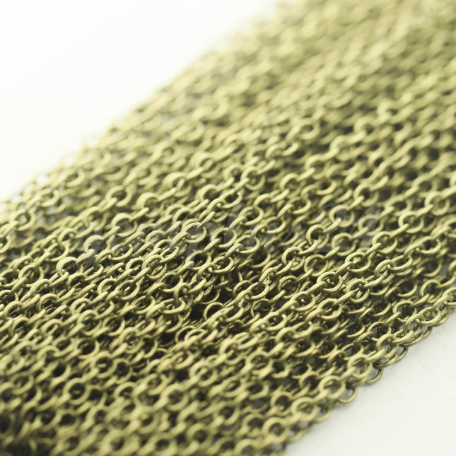 300 ft of Antiqued Brass Round Soldered Chain Dainty Delicate Cable Chain - 2x2.5mm SOLDERED link - Necklace - 225S