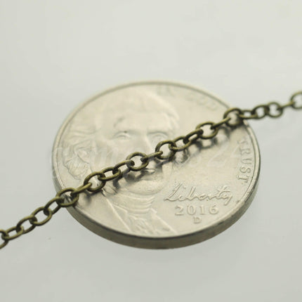 3 ft of Antiqued Brass Round Soldered Chain Dainty Delicate Cable Chain - 2x2.5mm SOLDERED link - Necklace - 225S