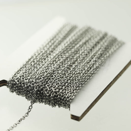 100 feet Stainless Steel Small Dainty Cable Chain SOLDERED - 2x2.5mm SOLDERED - ST225S