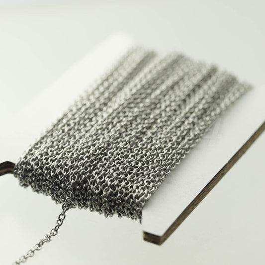 300 feet Stainless Steel Small Dainty Cable Chain SOLDERED -  2x2.5mm 1.95mm width  SOLDERED - ST225S