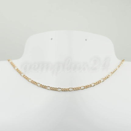 12 ft Long and Short Mother and Son Pinky Gold (Champagne Gold) Plated Chain FIGARO chain 7x3mm - 7x3FIG