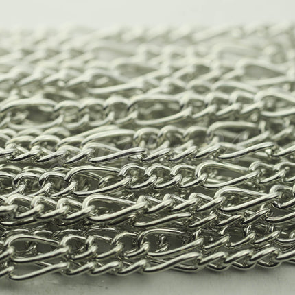 100 feet Rhodium Plated Chunky Sturdy Heavy Long and Short (3 and 1) Chain FIGARO chain 9x4mm - Necklace Bracelet  - 94FIGA