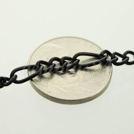 100 feet Black Finished Chunky Sturdy Heavy Long and Short (3 and 1) Chain FIGARO chain 9x4mm - Necklace Bracelet  - 94FIGA