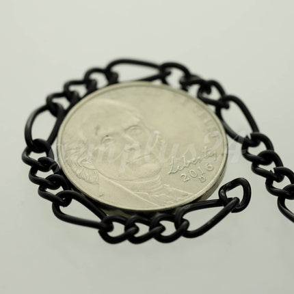 100 feet Black Finished Chunky Sturdy Heavy Long and Short (3 and 1) Chain FIGARO chain 9x4mm - Necklace Bracelet  - 94FIGA