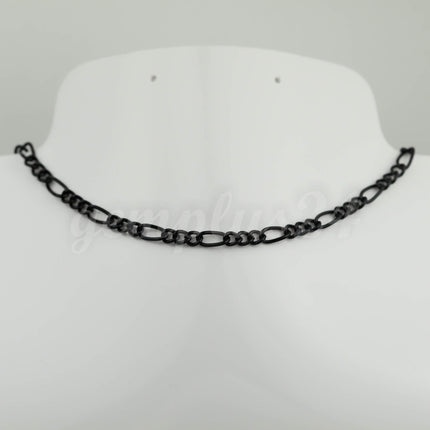 100 feet Black Finished Chunky Sturdy Heavy Long and Short (3 and 1) Chain FIGARO chain 9x4mm - Necklace Bracelet  - 94FIGA