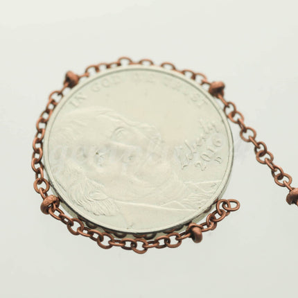 32 ft Antique Copper Satellite Dainty Delicate Chain Flat BALL Chain - 2.4x1.7mm SOLDERED link - Small Ball Flat Cable Chain - 2417FSAT