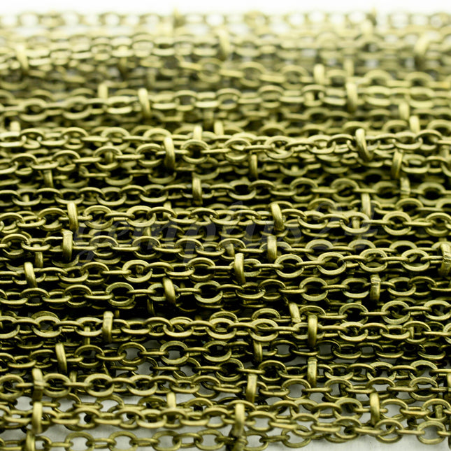 3 ft Antique Brass Satellite Chain Flat BALL Chain - 3x1.7mm SOLDERED link - Antique Bronze Tiny Small Ball Flat Cable - 317FSAT