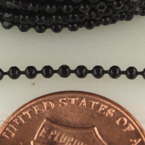 Black facet BALL Chain - 32 ft. spool of Bulk Ball chain  Wholesale - 1.5mm w/ FREE 50 connectors (Crimp) - 15DC