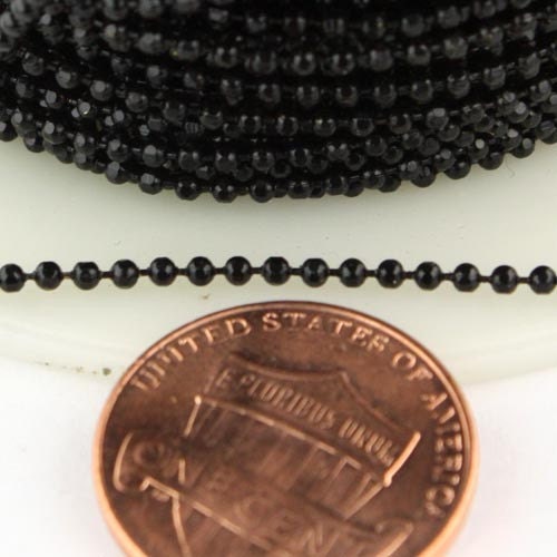 Black facet BALL Chain - 32 ft. spool of Bulk Ball chain  Wholesale - 1.5mm w/ FREE 10 connectors (Crimp) - 15DC