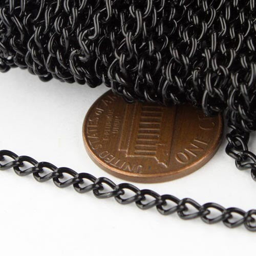 32 ft of Black Finished Curb Chain - 3.0mm 0.8mm Unsoldered Link - 30CURB