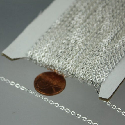 12 ft spool of Silver Plated Flat Round cable chain - 3x2.2mm - unsoldered link - 322FLAT