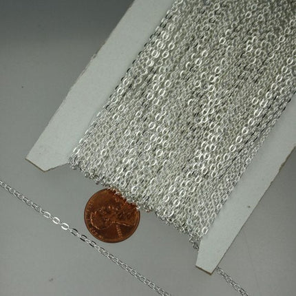 12 ft spool of Silver Plated Flat Round cable chain - 3x2.2mm - unsoldered link - 322FLAT