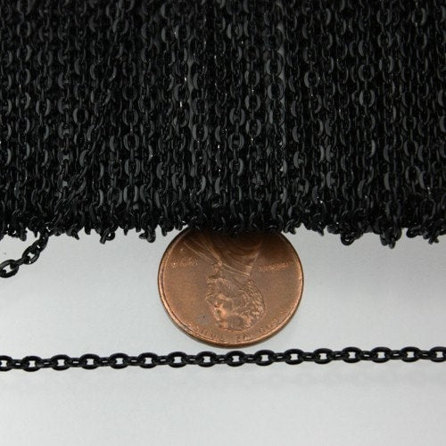 SALE Sale 300 ft. Black finished Flat Cable Chains - 3x2.2mm unsoldered - 322FLAT