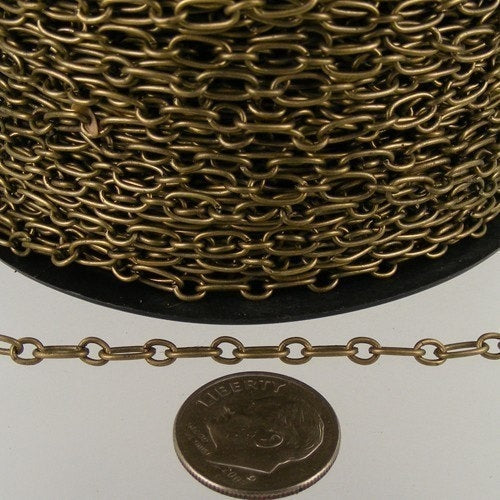 32 ft of Antiqued Brass Finished Long and Short Chain - 6.6x3.3mm - Unsoldered Link - 6633CA