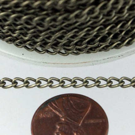 WHOLESALE LOT 300 ft of Antique Brass Finished Curb Chain - 3.0mm 0.8mm Unsoldered Link -  30CURB