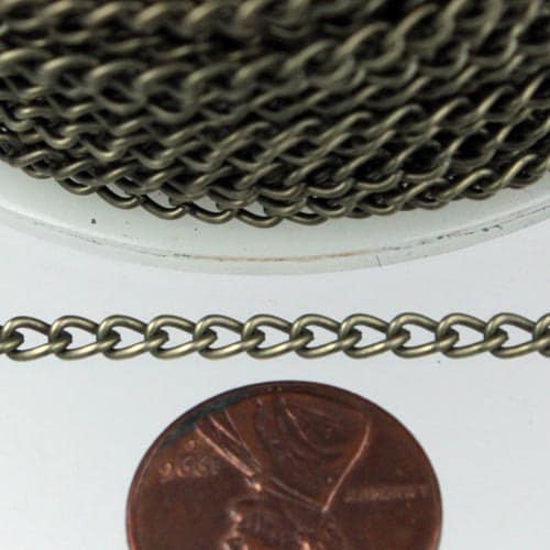 WHOLESALE LOT 300 ft of Antique Brass Finished Curb Chain - 3.0mm 0.8mm Unsoldered Link -  30CURB