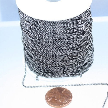 10 ft spool of Gunmetal Finished Tiny curb chain - 1.3mm soldered link - Solder Curb Chain - 1.3S