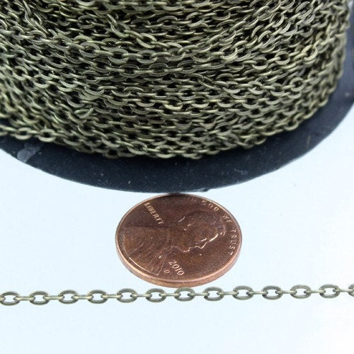 SALE Sale 100 ft. of Antique Brass Finished Flat Cable Chains - 3x2.2mm unsoldered - 322FLAT
