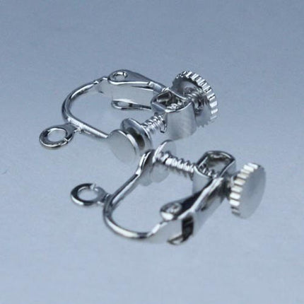 50 pcs Screw Back Earring Clips - Rhodium Plated  - 18x14mm