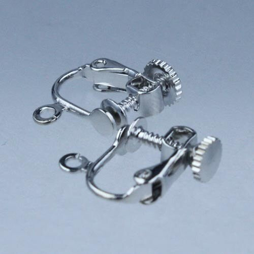 50 pcs Screw Back Earring Clips - Rhodium Plated  - 18x14mm
