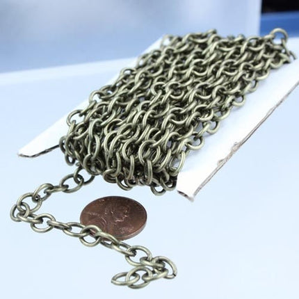 Chunky Fashion Chain 10 ft of Antiqued Brass Big Heavy Cable chain - 7.8x6.3mm 1.2mm unsoldered links - 7863CA
