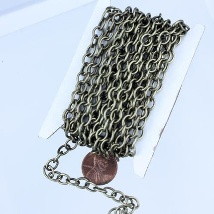 Chunky Fashion Chain 10 ft of Antiqued Brass Big Heavy Cable chain - 7.8x6.3mm 1.2mm unsoldered links - 7863CA